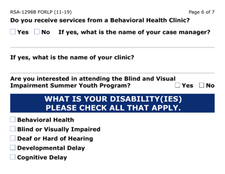 Form RSA-1298B-LP Blind/Visually Impaired Deaf/Hard of Hearing Summer Youth Program Referral (Large Print) - Arizona, Page 6