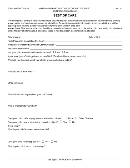 Form CCA-1200A  Printable Pdf