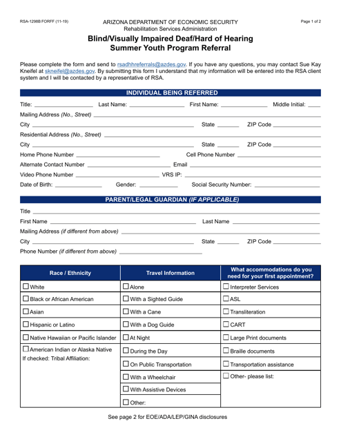 Form RSA-1298B  Printable Pdf