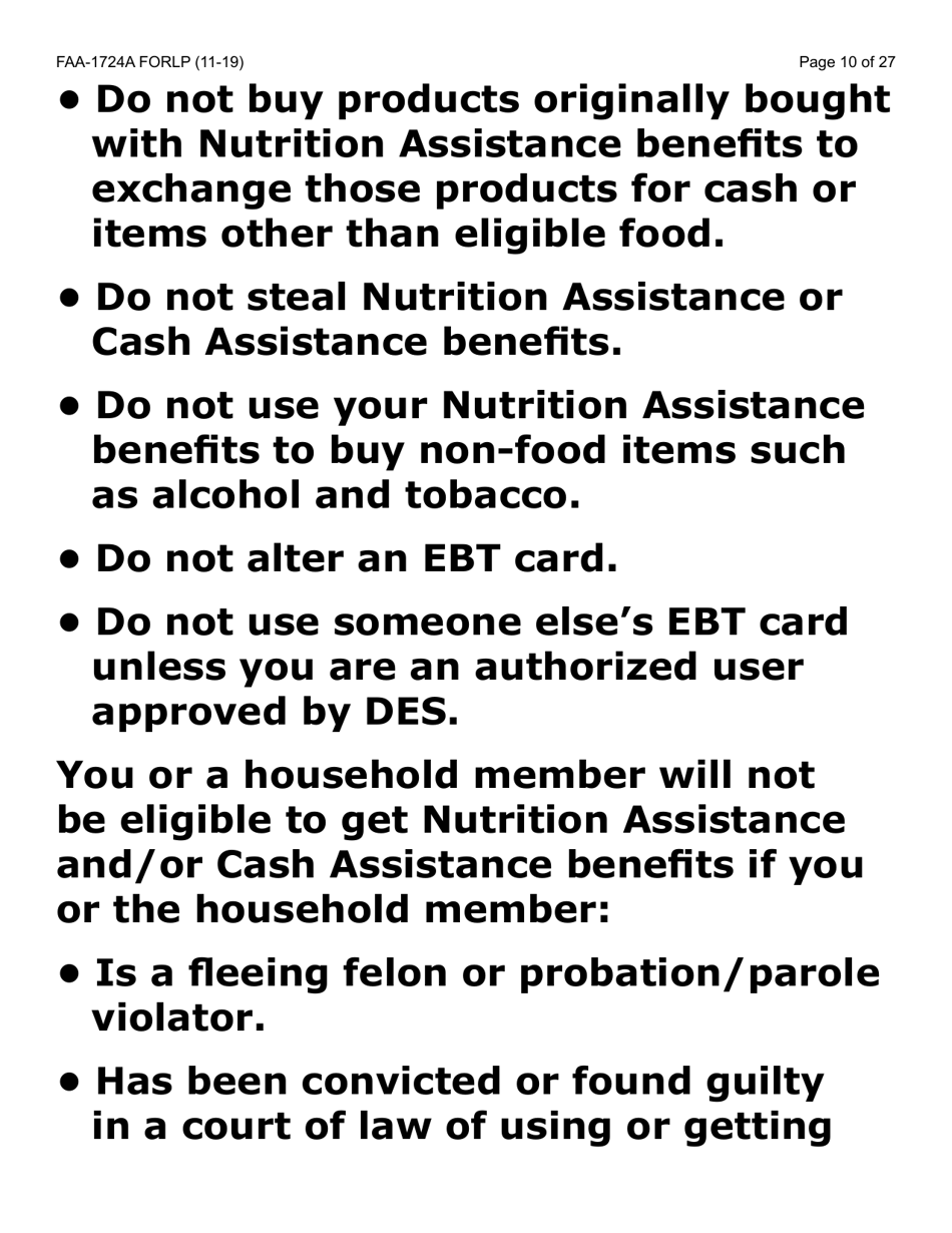 Form FAA-1724A-LP Application Signature Pages (Large Print) - Arizona, Page 10