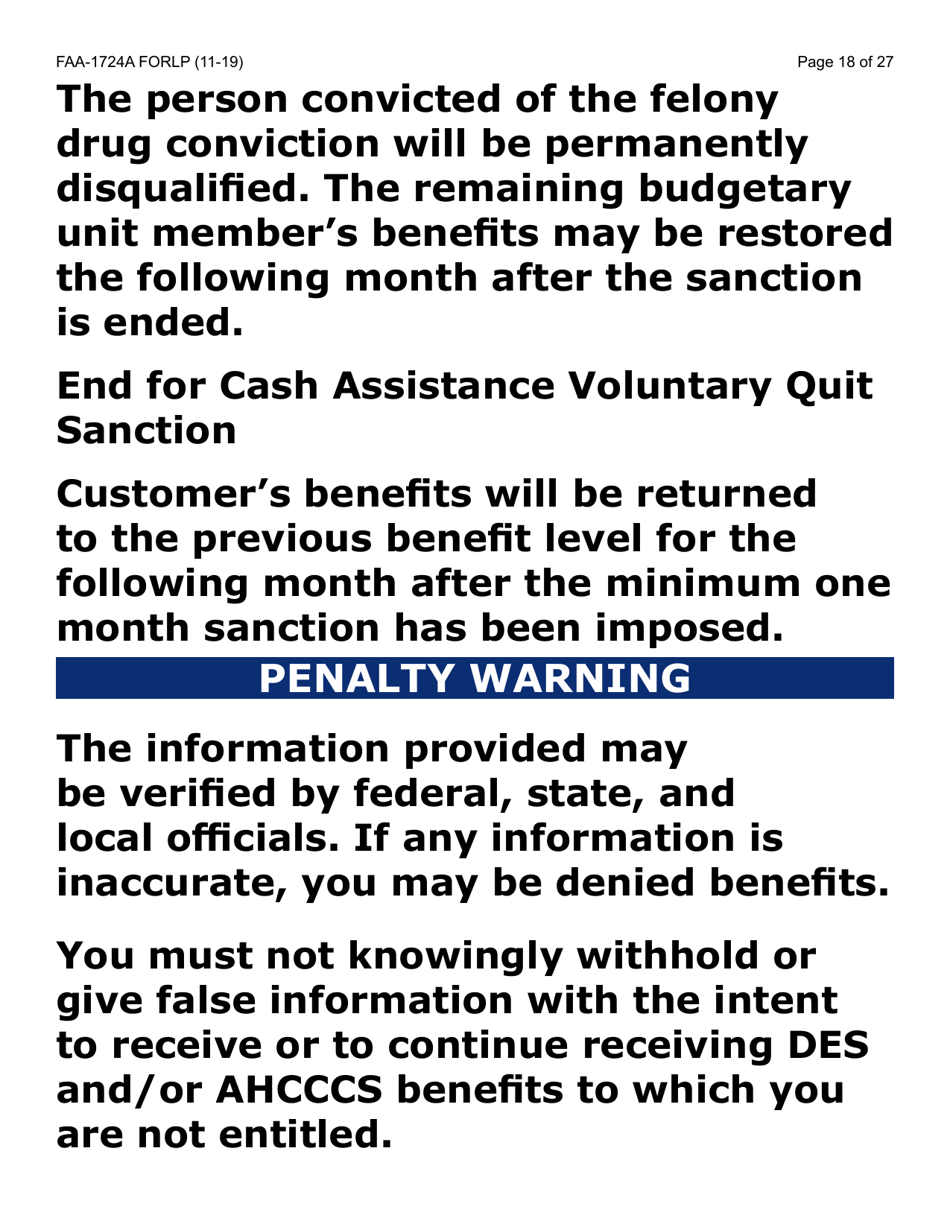 Form FAA-1724A-LP Application Signature Pages (Large Print) - Arizona, Page 18