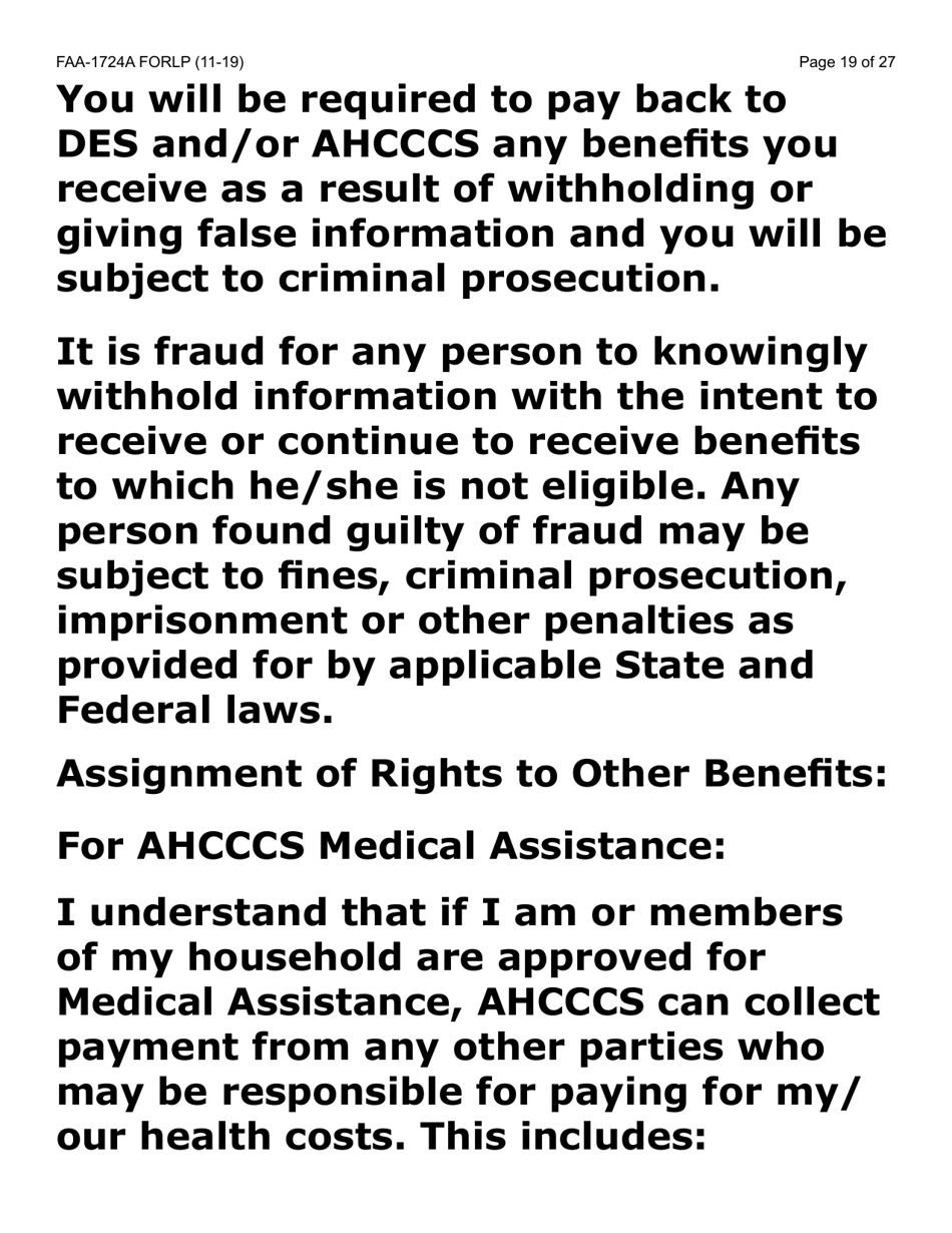 Form FAA-1724A-LP Application Signature Pages (Large Print) - Arizona, Page 19