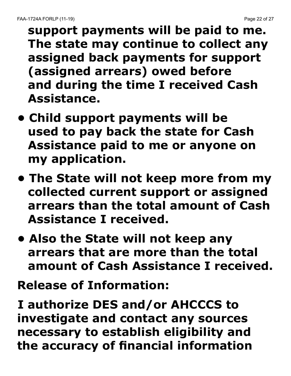 Form FAA-1724A-LP Application Signature Pages (Large Print) - Arizona, Page 22
