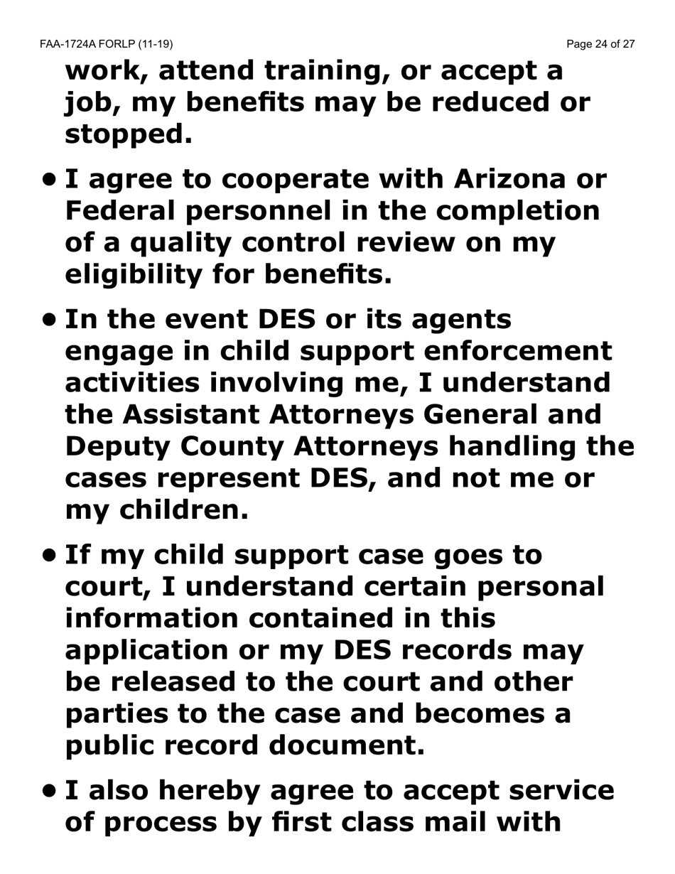 Form FAA-1724A-LP Application Signature Pages (Large Print) - Arizona, Page 24