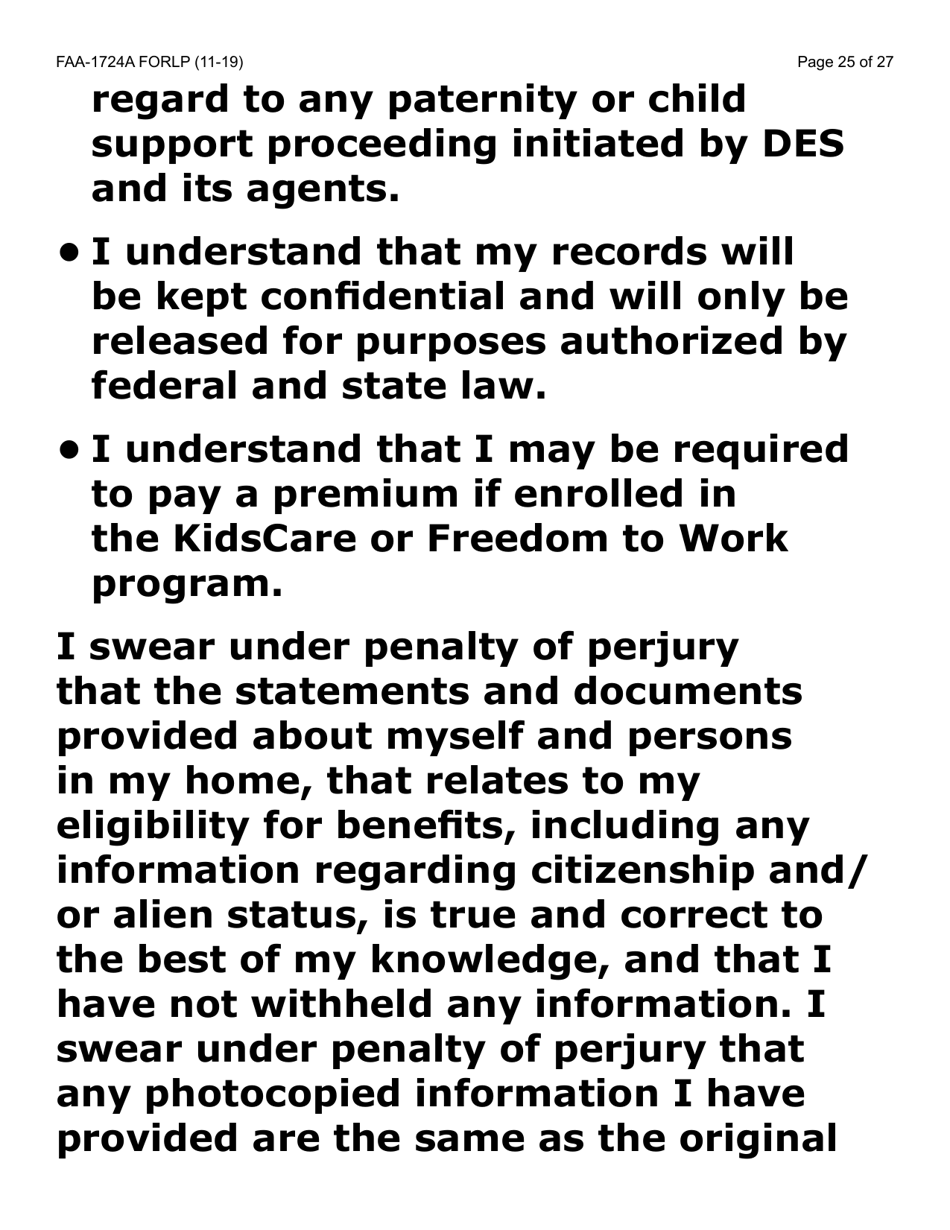 Form FAA-1724A-LP Application Signature Pages (Large Print) - Arizona, Page 25