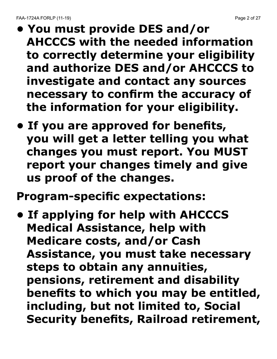 Form FAA-1724A-LP Application Signature Pages (Large Print) - Arizona, Page 2