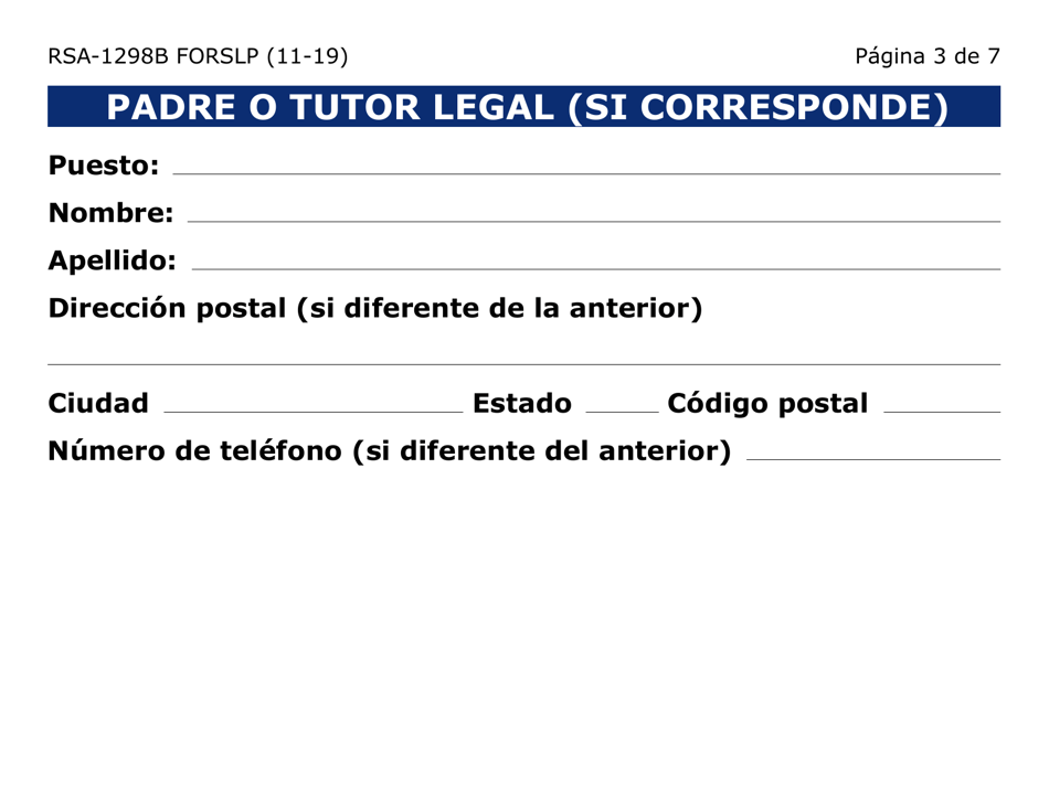 Formulario RSA-1298B-LPS Recomendacion Para El Programa De Verano Para Jovenes Ciegos / Vision Reducida Sordo / Dificultades Auditivas (Letra Grande) - Arizona (Spanish), Page 3