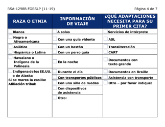 Formulario RSA-1298B-LPS Recomendacion Para El Programa De Verano Para Jovenes Ciegos/Vision Reducida Sordo/Dificultades Auditivas (Letra Grande) - Arizona (Spanish), Page 4