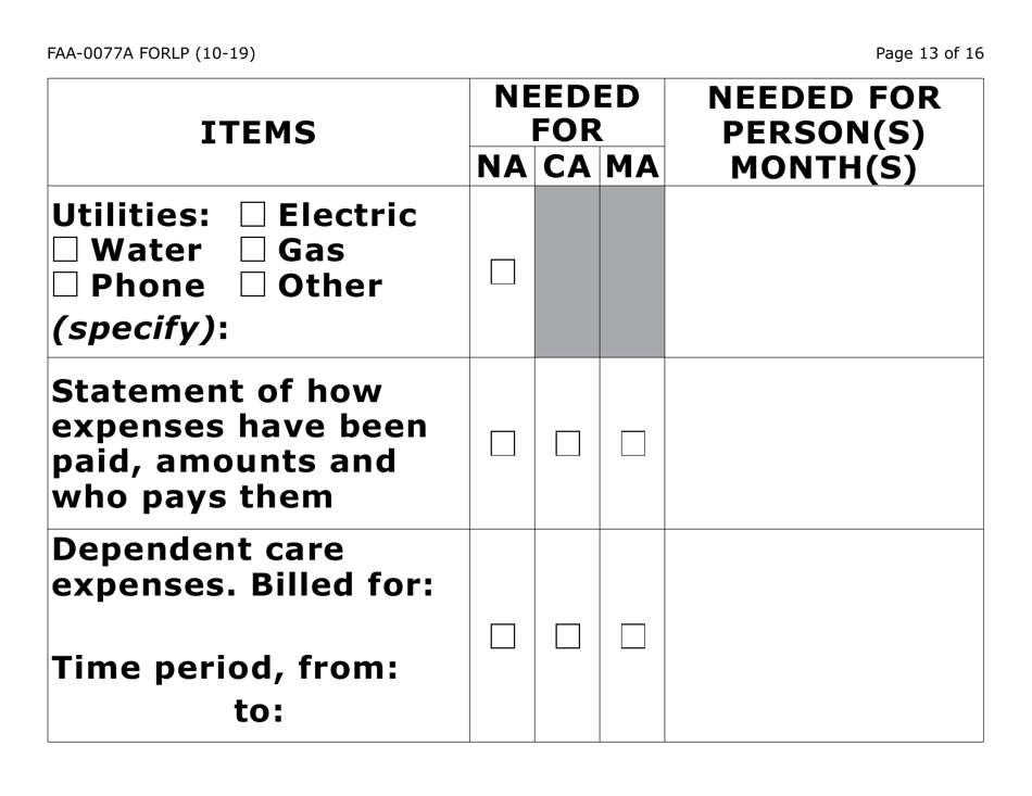 Form FAA-0077A-LP Information Request and Pending Information Agreement (Large Print) - Arizona, Page 13