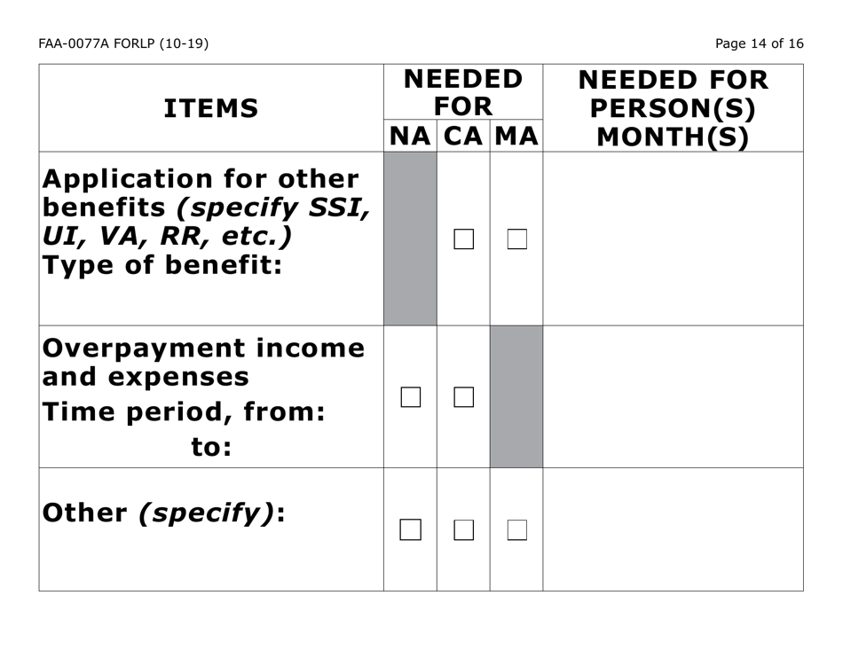 Form FAA-0077A-LP Information Request and Pending Information Agreement (Large Print) - Arizona, Page 14