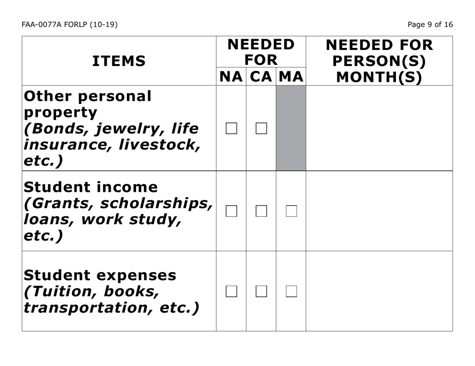 Form FAA-0077A-LP Information Request and Pending Information Agreement (Large Print) - Arizona, Page 9