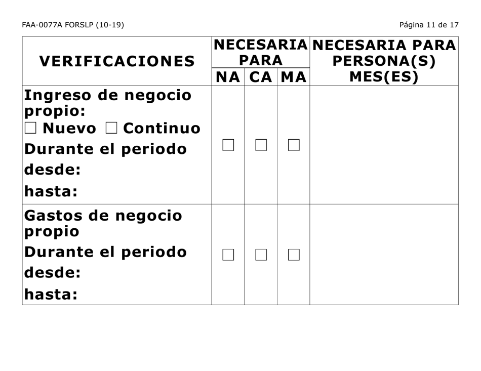 Formulario FAA-0077A-SLP Solicitud De Informacion Y Acuerdo Para Proporcionar Informacion Que Falta (Letra Grande) - Arizona (Spanish), Page 11