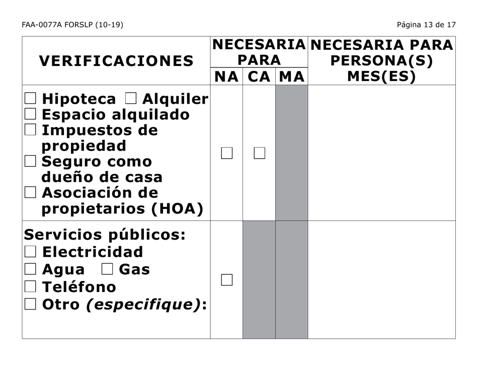Formulario FAA-0077A-SLP Solicitud De Informacion Y Acuerdo Para Proporcionar Informacion Que Falta (Letra Grande) - Arizona (Spanish), Page 13