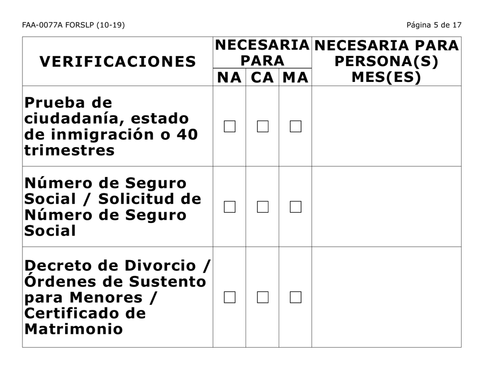 Formulario FAA-0077A-SLP Solicitud De Informacion Y Acuerdo Para Proporcionar Informacion Que Falta (Letra Grande) - Arizona (Spanish), Page 5