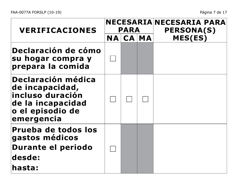 Formulario FAA-0077A-SLP Solicitud De Informacion Y Acuerdo Para Proporcionar Informacion Que Falta (Letra Grande) - Arizona (Spanish), Page 7
