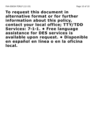 Form FAA-0065A-LP Verification of Living Arrangements/Residential Address (Large Print) - Arizona, Page 10