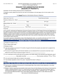 Form DCS-1339A Request for Administrative Review (Seizure of Property) - Arizona