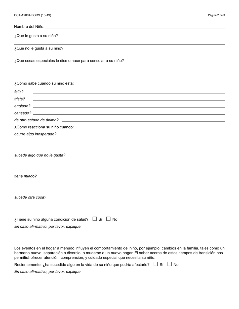 Formulario CCA-1200A-S El Mejor Cuidado - Arizona (Spanish), Page 2
