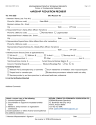 Form DDD-1532A Hardship Reduction Request - Arizona