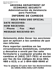 Document preview: Formulario FAA-0412A-SLP informe De Cambios (Letra Grande) - Arizona (Spanish)