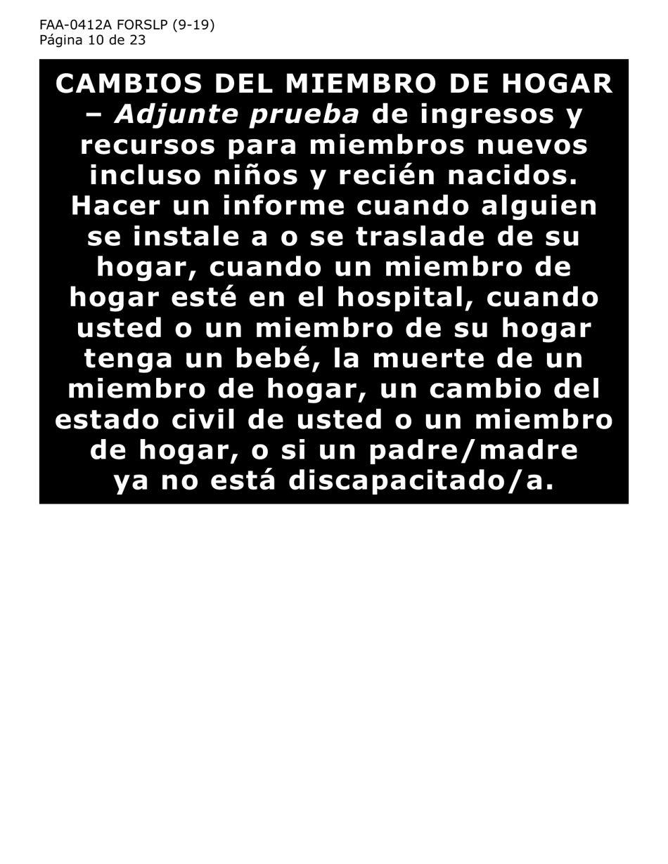 Formulario FAA-0412A-SLP informe De Cambios (Letra Grande) - Arizona (Spanish), Page 10