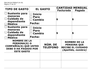 Formulario FAA-0412A-SLP ' informe De Cambios (Letra Grande) - Arizona (Spanish), Page 17