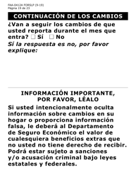 Formulario FAA-0412A-SLP ' informe De Cambios (Letra Grande) - Arizona (Spanish), Page 19