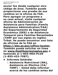 Formulario FAA-0412A-SLP ' informe De Cambios (Letra Grande) - Arizona (Spanish), Page 2
