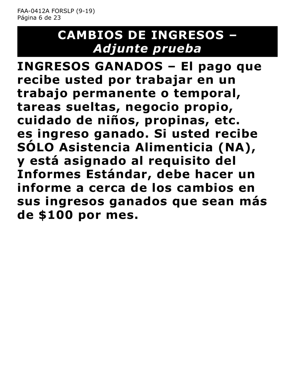 Formulario FAA-0412A-SLP informe De Cambios (Letra Grande) - Arizona (Spanish), Page 6
