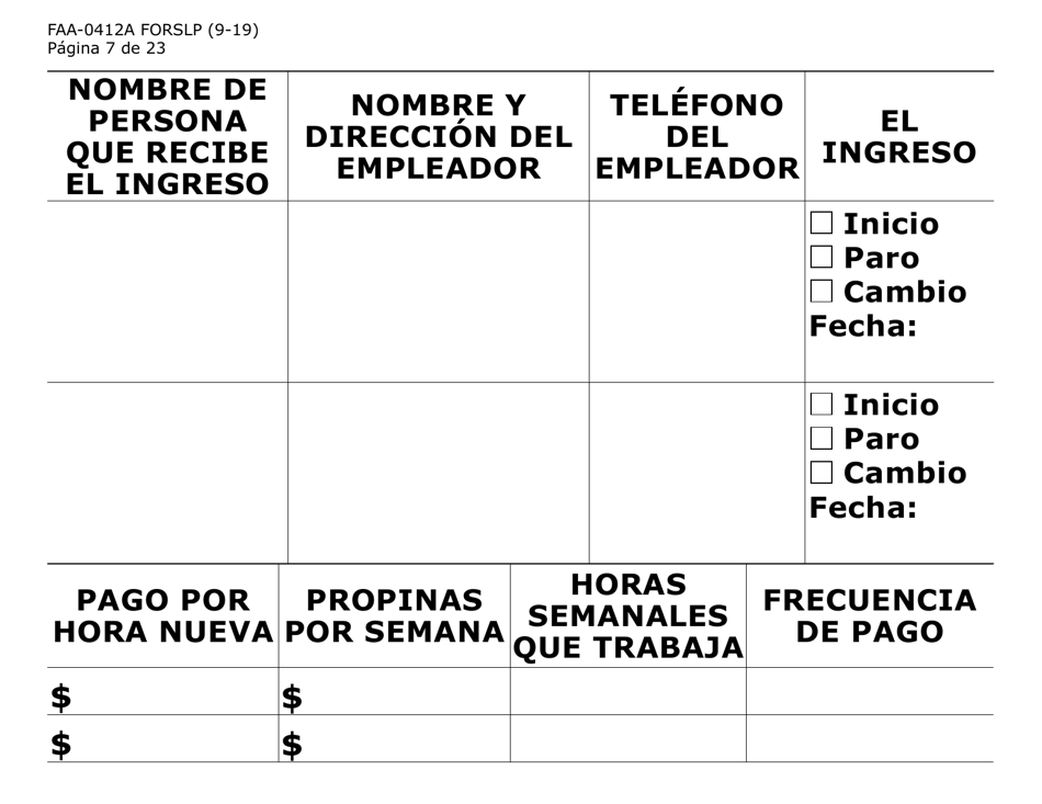 Formulario FAA-0412A-SLP informe De Cambios (Letra Grande) - Arizona (Spanish), Page 7
