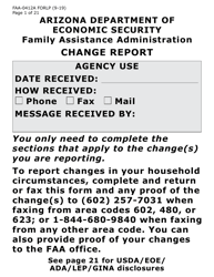 Form FAA-0412A-LP Change Report (Large Print) - Arizona