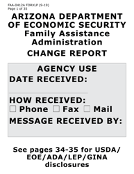 Form FAA-0412A-XLP change Report (Extra Large Print) - Arizona