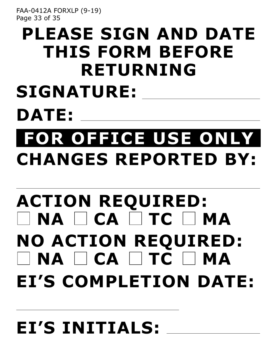 Form FAA-0412A-XLP change Report (Extra Large Print) - Arizona, Page 33
