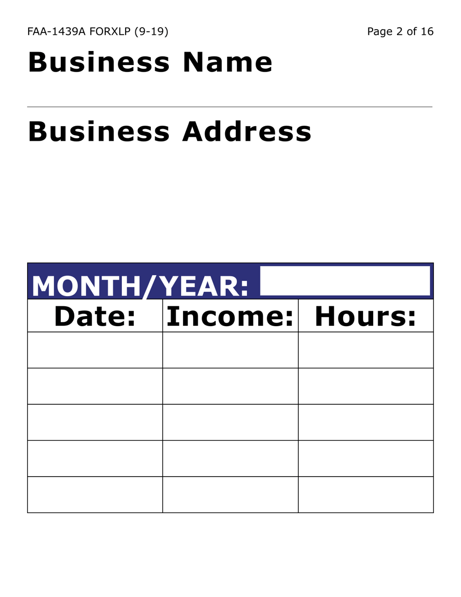 Form FAA-1439A-XLP Self-employment Income Statement (Extra Large Print) - Arizona, Page 2