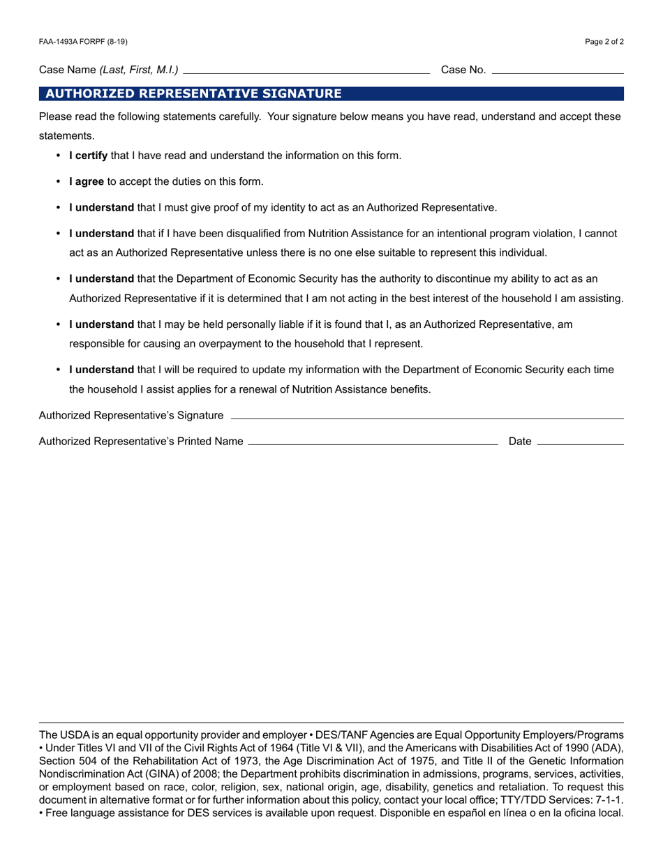 Form Faa 1493a Fill Out Sign Online And Download Fillable Pdf Arizona Templateroller 1028