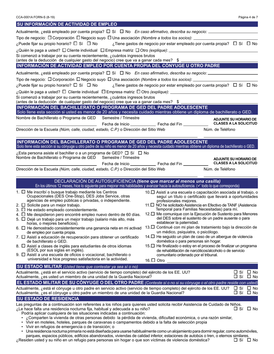Formulario CCA-0001A-S Solicitud De Asistencia Para Cuidado De Ninos - Arizona (Spanish), Page 5