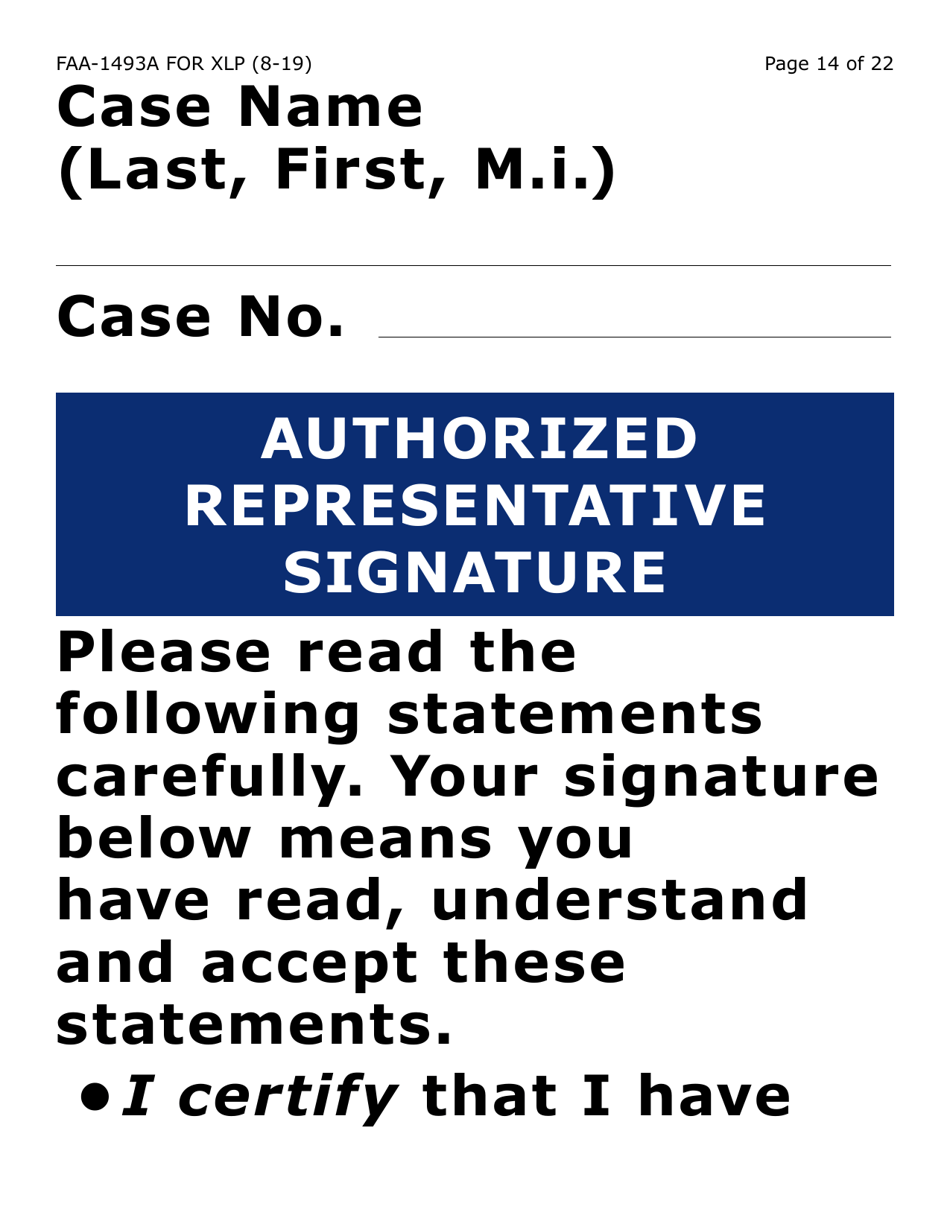 Form FAA-1493A-XLP Authorized Representative Request (Extra Large Print) - Arizona, Page 14