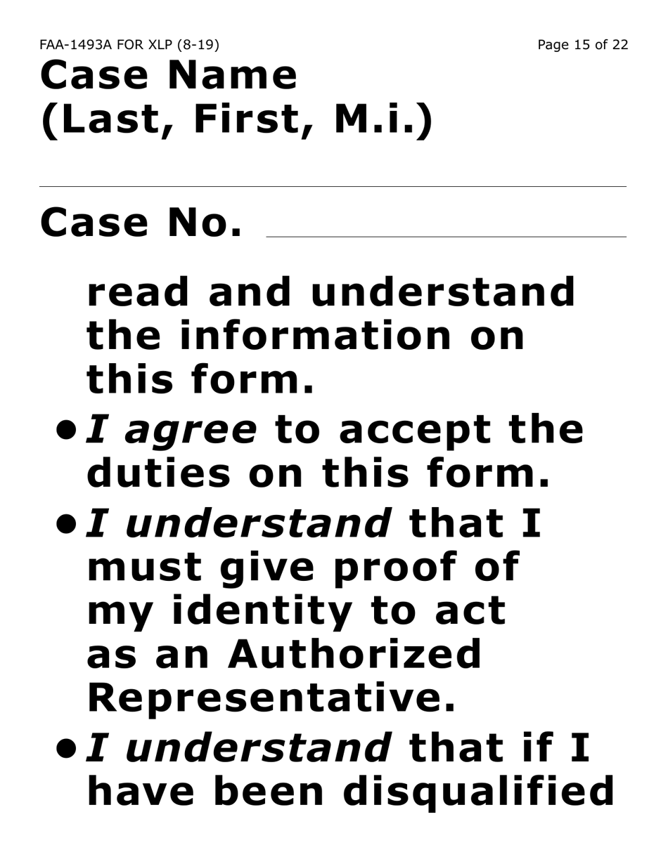Form FAA-1493A-XLP Authorized Representative Request (Extra Large Print) - Arizona, Page 15