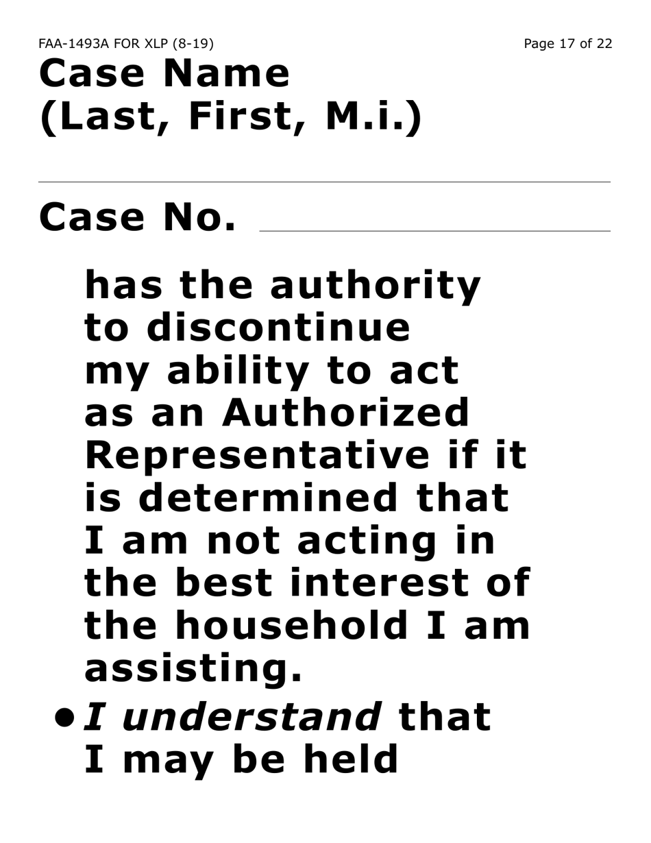 Form FAA-1493A-XLP Authorized Representative Request (Extra Large Print) - Arizona, Page 17
