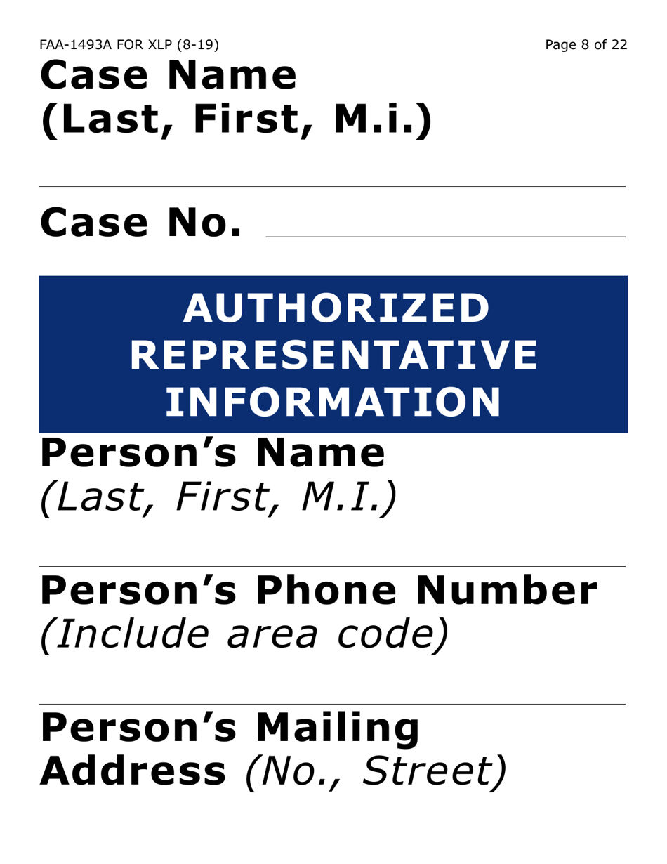 Form FAA-1493A-XLP Authorized Representative Request (Extra Large Print) - Arizona, Page 8