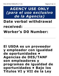 Formulario FAA-0574A-XLPS Retirar O Suspender Beneficios/Solicitud De Apelacion (Letra Extra Grande) - Arizona (Spanish), Page 9