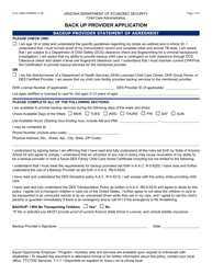 Document preview: Form CCA-1260A Back up Provider Application - Arizona