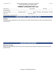 Form GCI-1094A Primary Caregiver Visit Log - Arizona