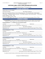 Form CCA-1261A Certified Family Child Care Provider Application - Arizona
