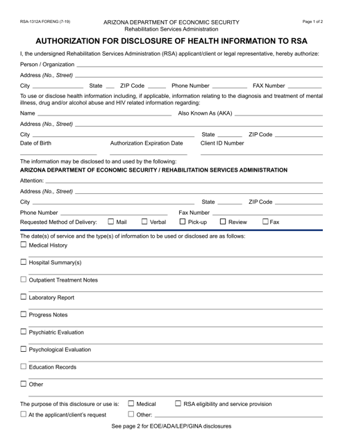 Form RSA-1312A  Printable Pdf
