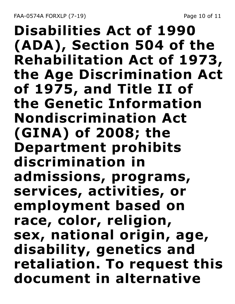 Form FAA-0574A-XLP Withdrawal or Stop Benefits / Appeal Request (Large Extra Print) - Arizona, Page 10