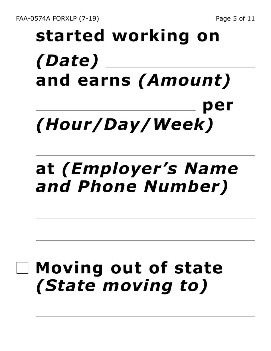 Form FAA-0574A-XLP Withdrawal or Stop Benefits / Appeal Request (Large Extra Print) - Arizona, Page 5
