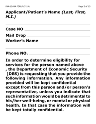 Form FAA-1249A-LP Verification of Disability (Large Print) - Arizona (English/Spanish), Page 2