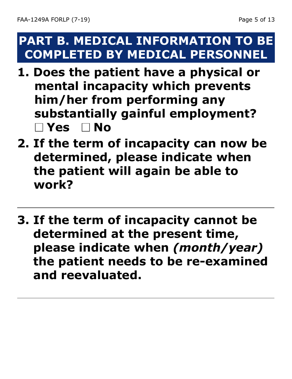 Form FAA-1249A-LP Verification of Disability (Large Print) - Arizona (English / Spanish), Page 5