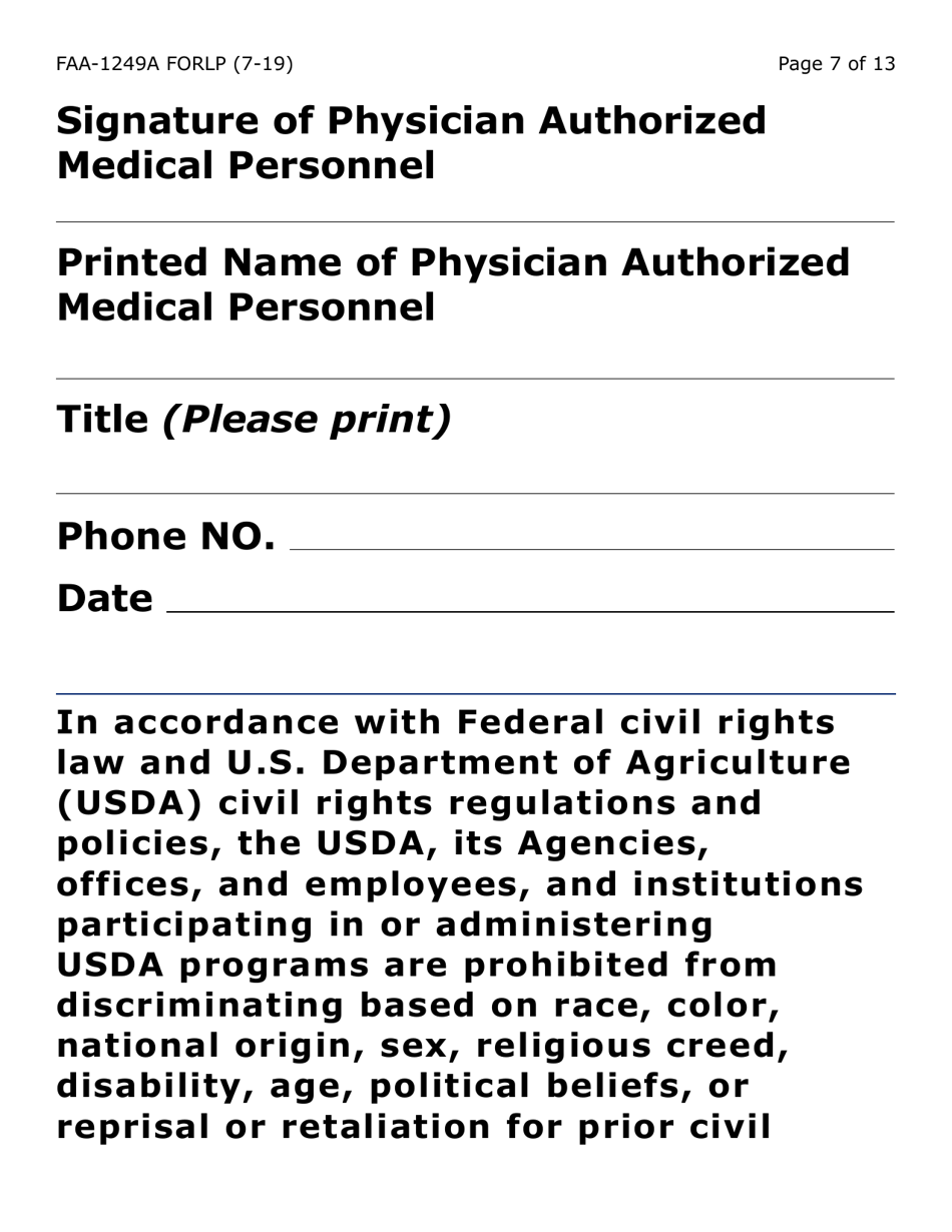 Form FAA-1249A-LP Verification of Disability (Large Print) - Arizona (English / Spanish), Page 7